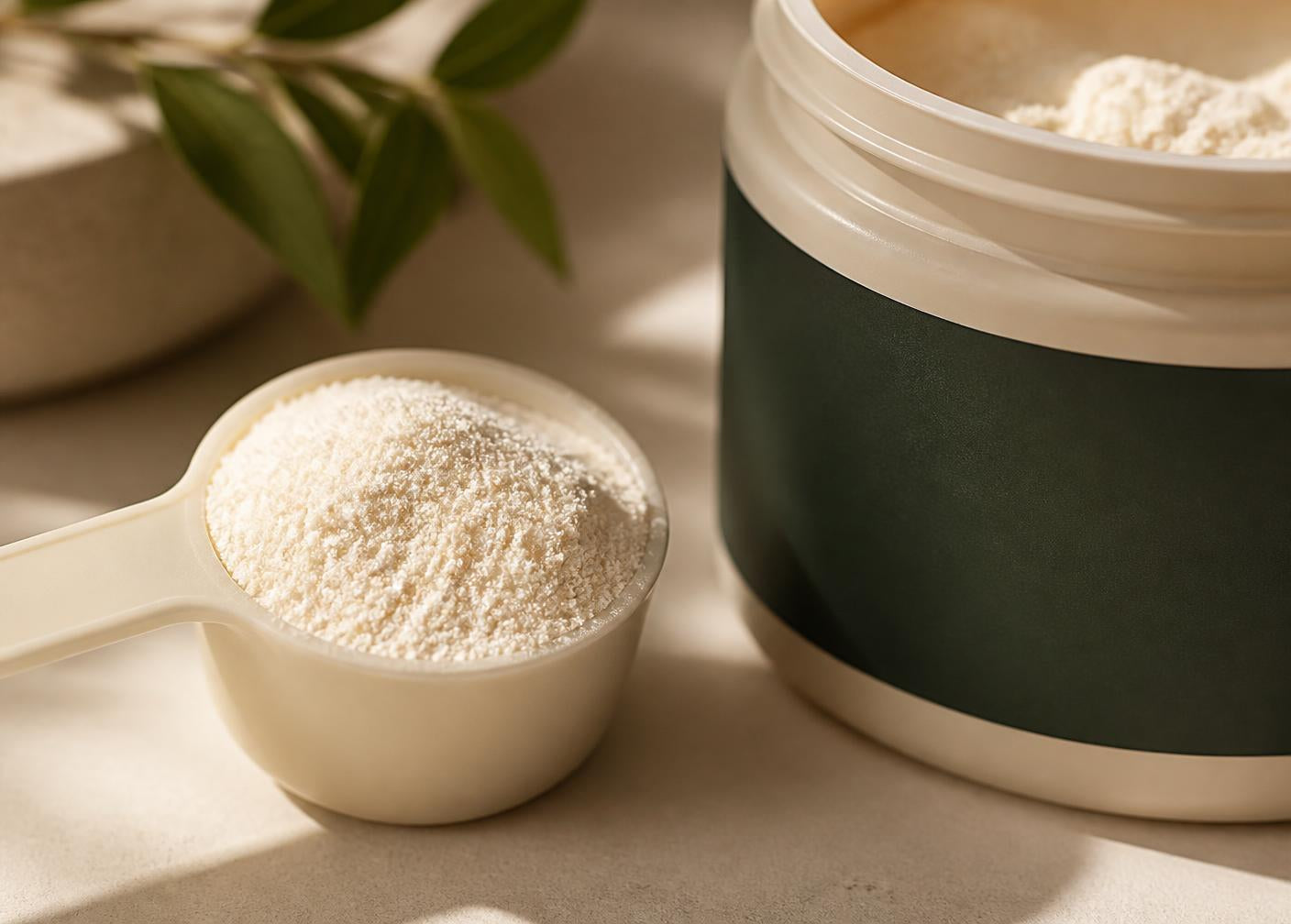 Puptides peptide powder and scoop detail