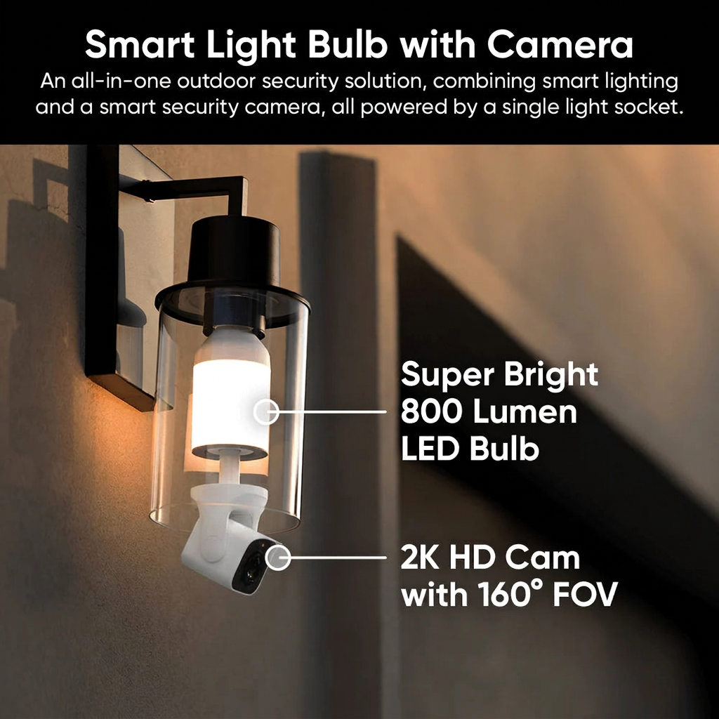 800 lumen LED bulb with 2K HD camera