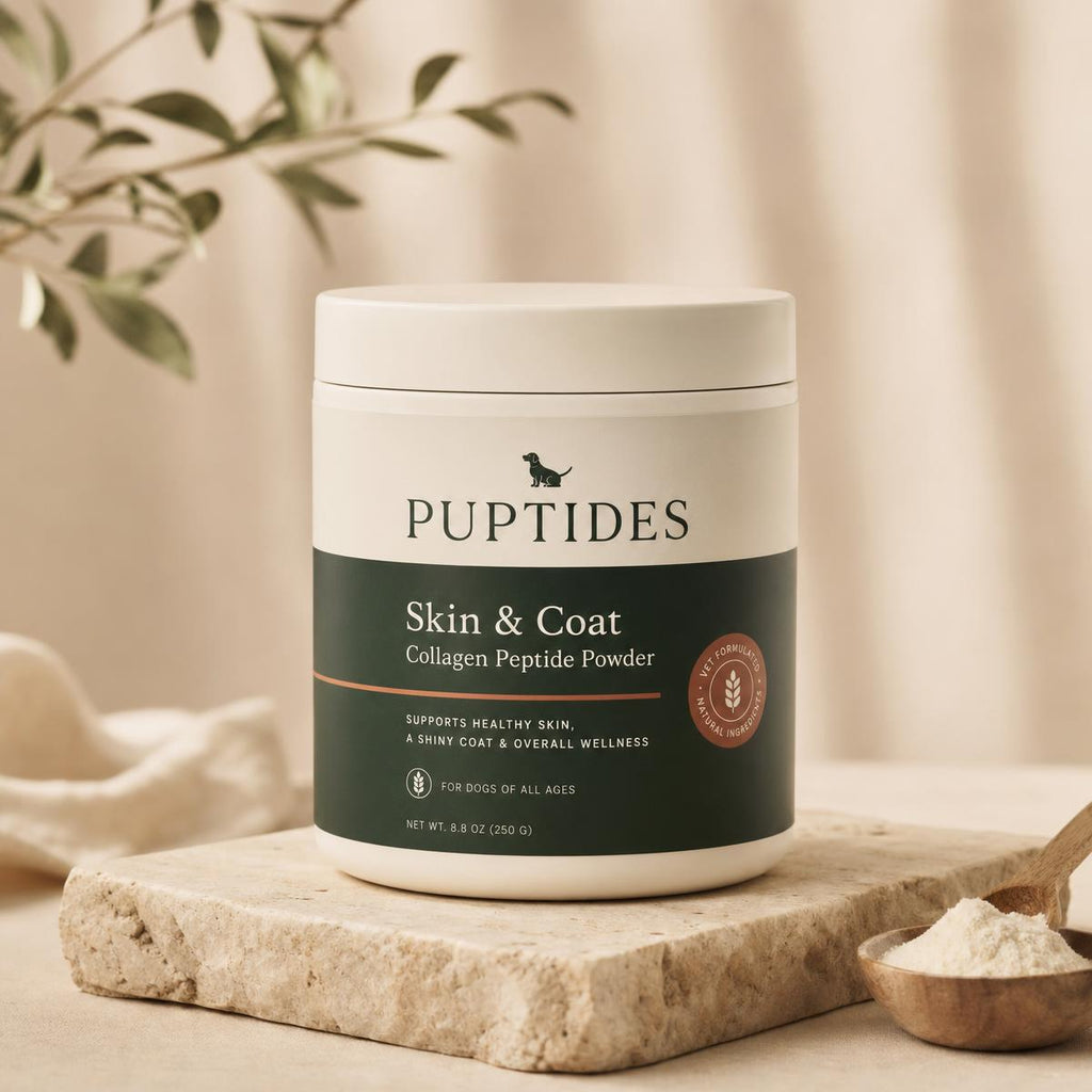 Puptides Skin & Coat collagen peptide powder jar
